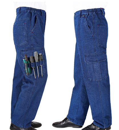 Locker geschnittene Denim-Arbeitshose für Herren – abrieb- und schmutzresistent
