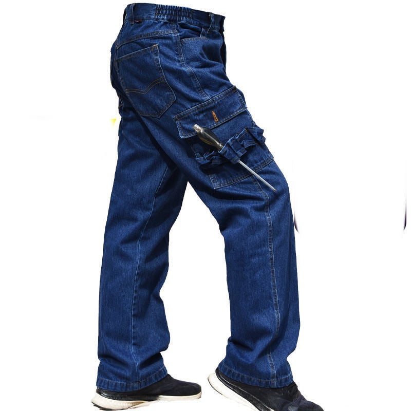 Locker geschnittene Denim-Arbeitshose für Herren – abrieb- und schmutzresistent